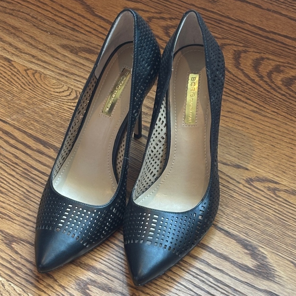 Bebe Black Perforated Heels